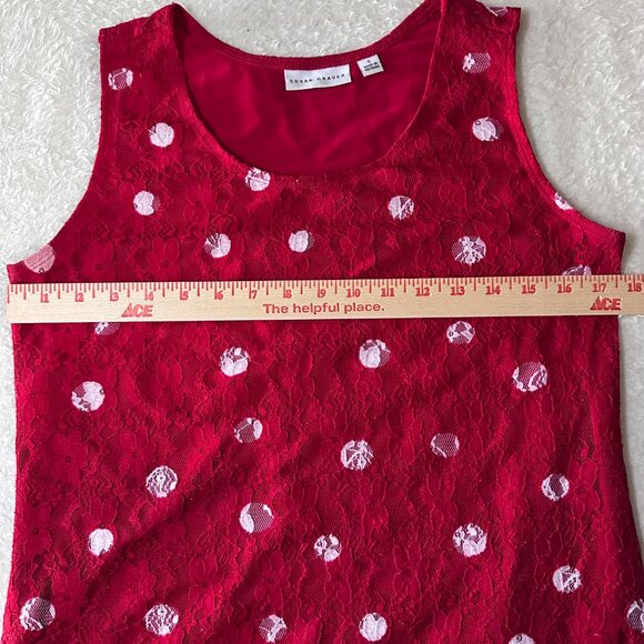 Susan Graver Red Lace Cardigan Jacket and Tank Set Size Small - 3 Piece Set - Picture 2 of 10
